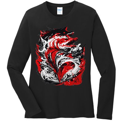 Fishing Power Dynamics Of Nature Jumping Salmon Angler Ladies Long Sleeve Shirt