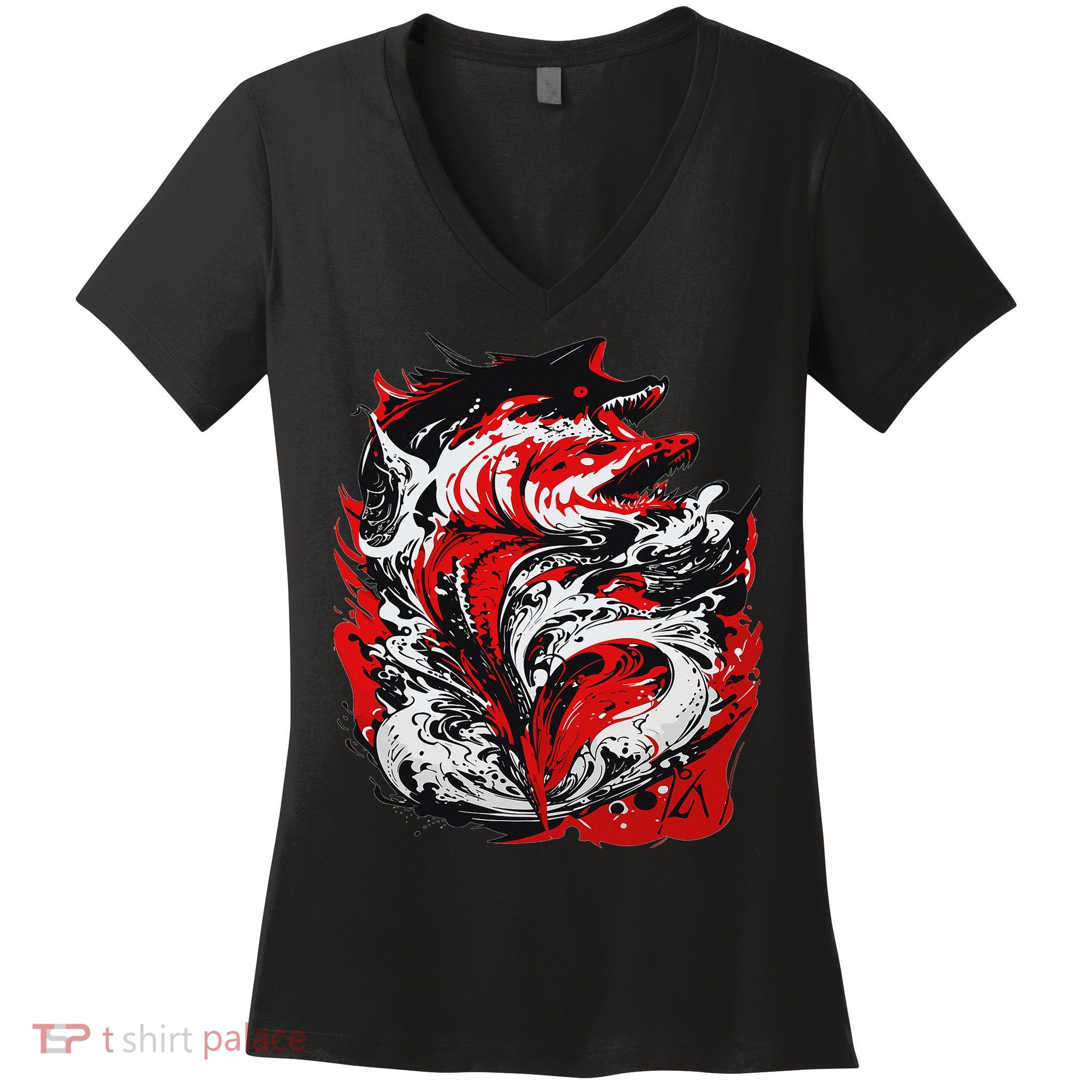 Fishing Power Dynamics Of Nature Jumping Salmon Angler Women's V-Neck T-Shirt