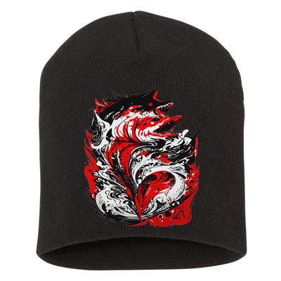 Fishing Power Dynamics Of Nature Jumping Salmon Angler Short Acrylic Beanie
