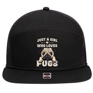 Funny Pug Dog Gifts for Just A Who Loves Pugs 7 Panel Mesh Trucker Snapback Hat