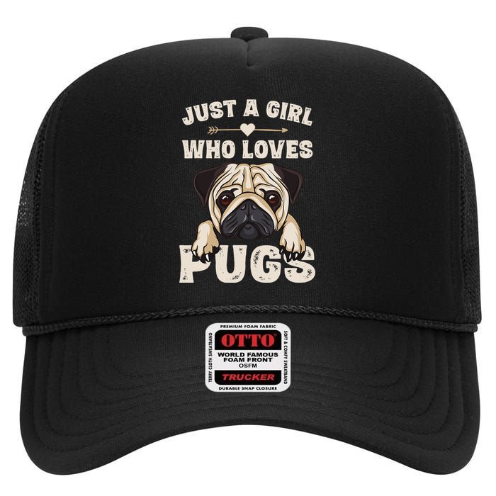 Funny Pug Dog Gifts for Just A Who Loves Pugs High Crown Mesh Back Trucker Hat