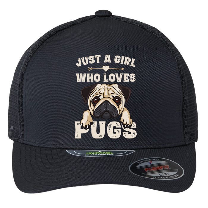 Funny Pug Dog Gifts for Just A Who Loves Pugs Flexfit Unipanel Trucker Cap