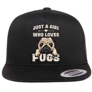 Funny Pug Dog Gifts for Just A Who Loves Pugs Flat Bill Trucker Hat