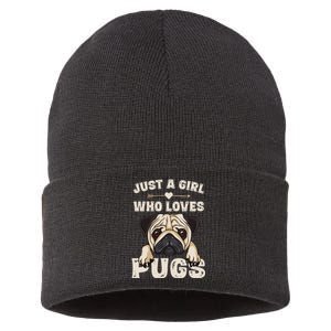 Funny Pug Dog Gifts for Just A Who Loves Pugs Sustainable Knit Beanie