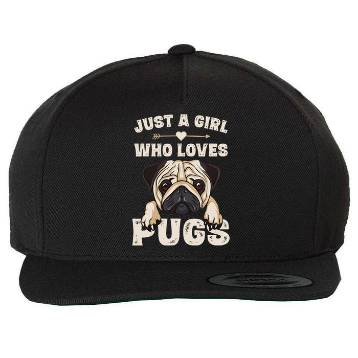 Funny Pug Dog Gifts for Just A Who Loves Pugs Wool Snapback Cap