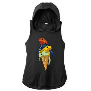 Funny Poison Dart Frogs Ice Cream Ladies PosiCharge Tri-Blend Wicking Draft Hoodie Tank