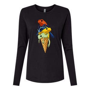 Funny Poison Dart Frogs Ice Cream Womens Cotton Relaxed Long Sleeve T-Shirt