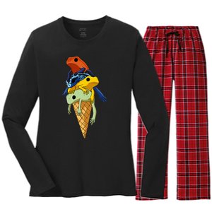 Funny Poison Dart Frogs Ice Cream Women's Long Sleeve Flannel Pajama Set 