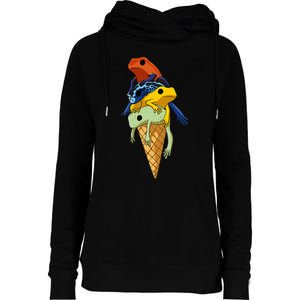 Funny Poison Dart Frogs Ice Cream Womens Funnel Neck Pullover Hood