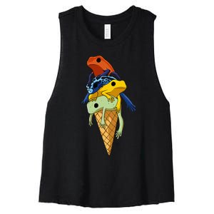 Funny Poison Dart Frogs Ice Cream Women's Racerback Cropped Tank