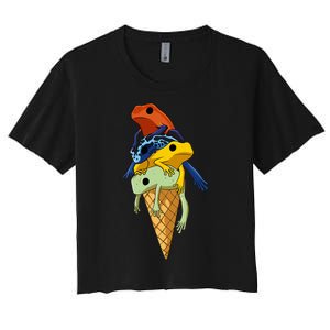 Funny Poison Dart Frogs Ice Cream Women's Crop Top Tee