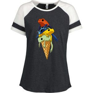 Funny Poison Dart Frogs Ice Cream Enza Ladies Jersey Colorblock Tee