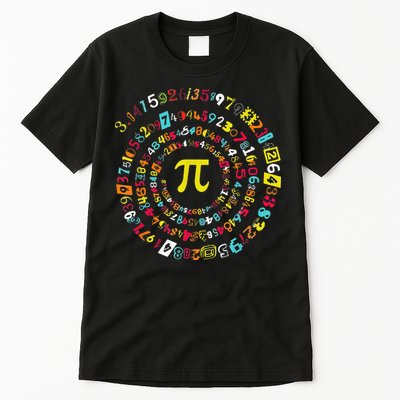 Funny Pi Day Spiral Pi Math Tee For Pi Day 3 14 Tall T-Shirt