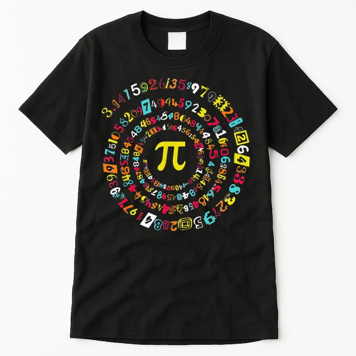 Funny Pi Day Spiral Pi Math Tee For Pi Day 3 14 Tall T-Shirt