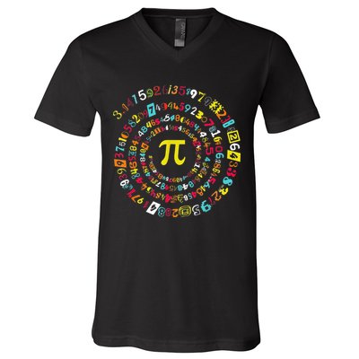 Funny Pi Day Spiral Pi Math Tee For Pi Day 3 14 V-Neck T-Shirt