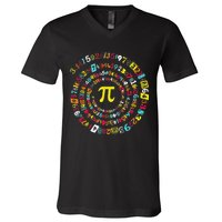 Funny Pi Day Spiral Pi Math Tee For Pi Day 3 14 V-Neck T-Shirt