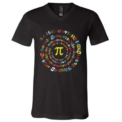 Funny Pi Day Spiral Pi Math Tee For Pi Day 3 14 V-Neck T-Shirt