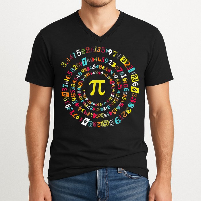 Funny Pi Day Spiral Pi Math Tee For Pi Day 3 14 V-Neck T-Shirt