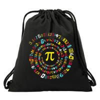 Funny Pi Day Spiral Pi Math Tee For Pi Day 3 14 Drawstring Bag