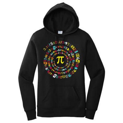 Funny Pi Day Spiral Pi Math Tee For Pi Day 3 14 Women's Pullover Hoodie