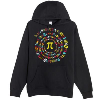 Funny Pi Day Spiral Pi Math Tee For Pi Day 3 14 Premium Pullover Hoodie