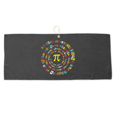 Funny Pi Day Spiral Pi Math Tee For Pi Day 3 14 Large Microfiber Waffle Golf Towel
