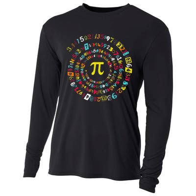 Funny Pi Day Spiral Pi Math Tee For Pi Day 3 14 Cooling Performance Long Sleeve Crew