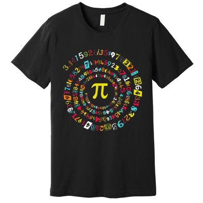 Funny Pi Day Spiral Pi Math Tee For Pi Day 3 14 Premium T-Shirt