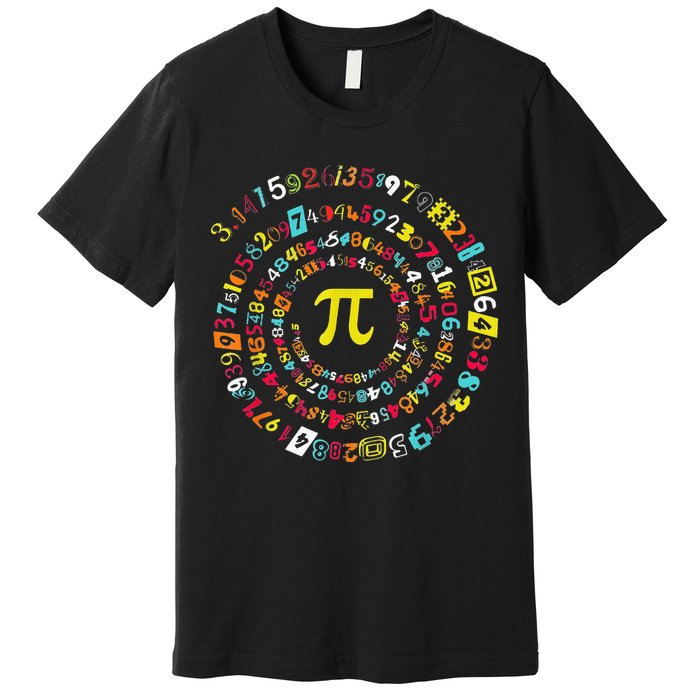 Funny Pi Day Spiral Pi Math Tee For Pi Day 3 14 Premium T-Shirt