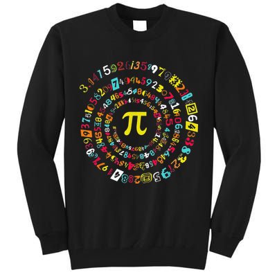Funny Pi Day Spiral Pi Math Tee For Pi Day 3 14 Tall Sweatshirt
