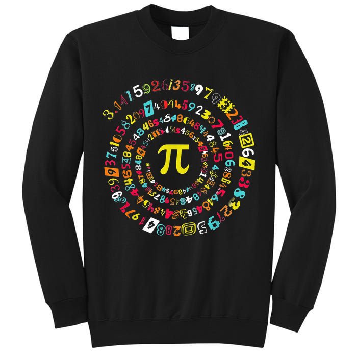 Funny Pi Day Spiral Pi Math Tee For Pi Day 3 14 Tall Sweatshirt