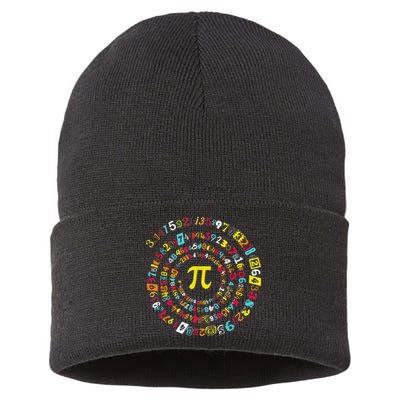 Funny Pi Day Spiral Pi Math Tee For Pi Day 3 14 Sustainable Knit Beanie