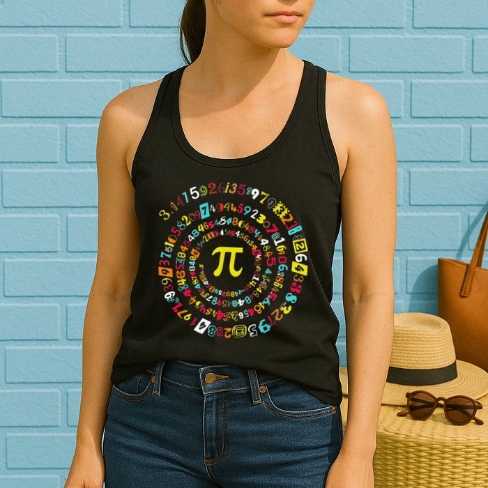 Funny Pi Day Spiral Pi Math Tee For Pi Day 3 14 Womens Tank Top