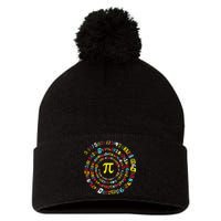 Funny Pi Day Spiral Pi Math Tee For Pi Day 3 14 Pom Pom 12in Knit Beanie