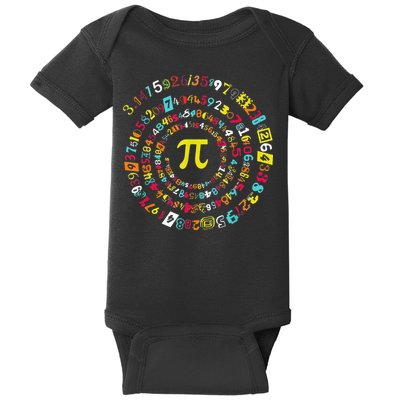 Funny Pi Day Spiral Pi Math Tee For Pi Day 3 14 Baby Bodysuit