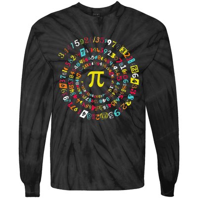 Funny Pi Day Spiral Pi Math Tee For Pi Day 3 14 Tie-Dye Long Sleeve Shirt