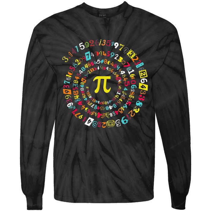 Funny Pi Day Spiral Pi Math Tee For Pi Day 3 14 Tie-Dye Long Sleeve Shirt