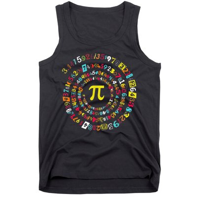 Funny Pi Day Spiral Pi Math Tee For Pi Day 3 14 Tank Top