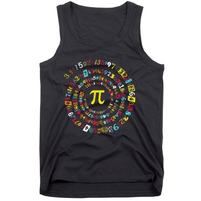 Funny Pi Day Spiral Pi Math Tee For Pi Day 3 14 Tank Top