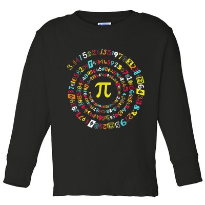 Funny Pi Day Spiral Pi Math Tee For Pi Day 3 14 Toddler Long Sleeve Shirt