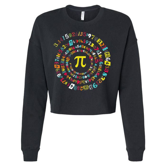 Funny Pi Day Spiral Pi Math Tee For Pi Day 3 14 Cropped Pullover Crew