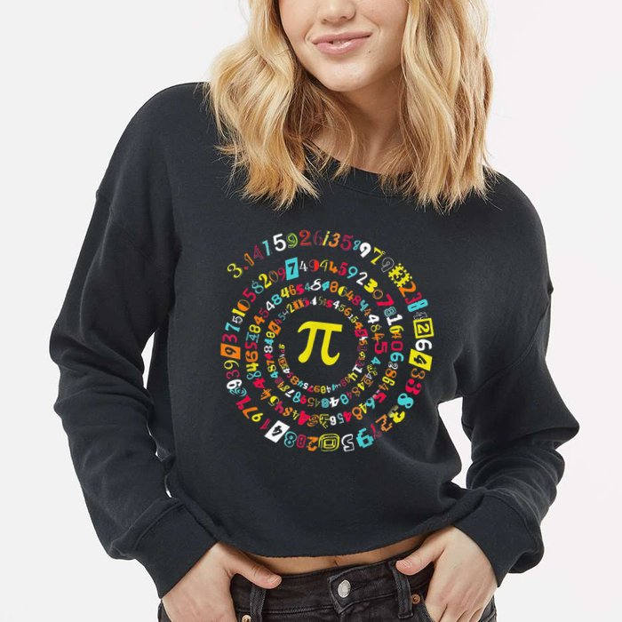 Funny Pi Day Spiral Pi Math Tee For Pi Day 3 14 Cropped Pullover Crew