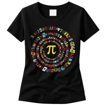 Funny Pi Day Spiral Pi Math Tee For Pi Day 3 14 Womens T-Shirt