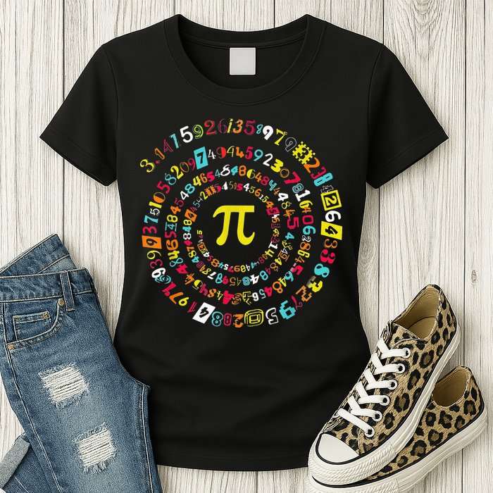 Funny Pi Day Spiral Pi Math Tee For Pi Day 3 14 Womens T-Shirt