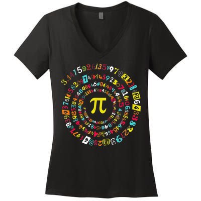 Funny Pi Day Spiral Pi Math Tee For Pi Day 3 14 Women's V-Neck T-Shirt