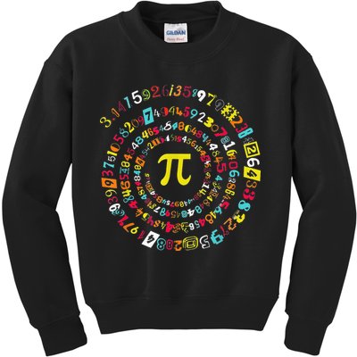 Funny Pi Day Spiral Pi Math Tee For Pi Day 3 14 Kids Sweatshirt