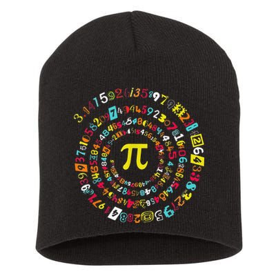 Funny Pi Day Spiral Pi Math Tee For Pi Day 3 14 Short Acrylic Beanie
