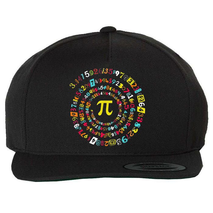 Funny Pi Day Spiral Pi Math Tee For Pi Day 3 14 Wool Snapback Cap