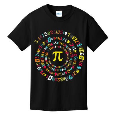 Funny Pi Day Spiral Pi Math Tee For Pi Day 3 14 Kids T-Shirt