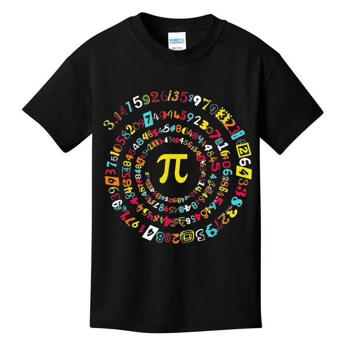 Funny Pi Day Spiral Pi Math Tee For Pi Day 3 14 Kids T-Shirt